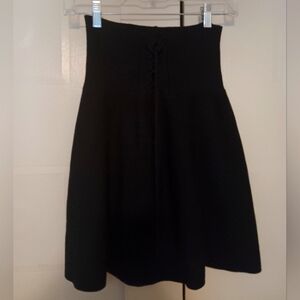 Express Womens High Waisted Knit Corset Circle Skirt sz Small Black Skater Skirt